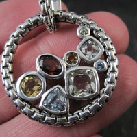 Sterling Silver Multi Gemstone Enhancer Pendant Hinged Pendant