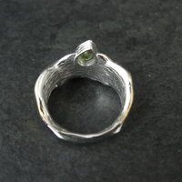 Unique Peridot & Black Spinel Ring Size 7 Sterling Silver & Vermeil