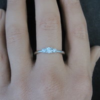 Dainty Sterling Silver 3 Stone Diamond Ring Size 8 