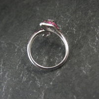 Sterling Silver Snake Ring with Pink Sapphires Size 8