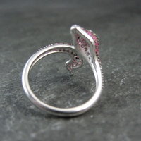 Sterling Silver Snake Ring with Pink Sapphires Size 8