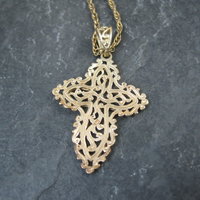 Vintage 10K Diamond Cut Filigree Cross Pendant