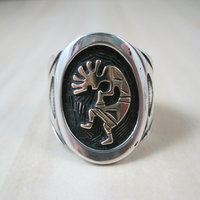 Vintage Sterling 14K Kokopelli Ring Size 6