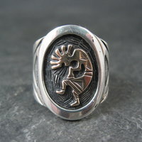 Vintage Sterling 14K Kokopelli Ring Size 6
