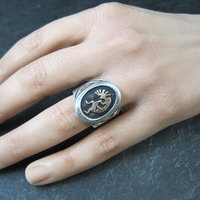 Vintage Sterling 14K Kokopelli Ring Size 6