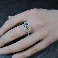 Citrine and White Zircon Ring in Sterling Silver Size 8