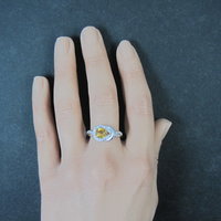 Citrine and White Zircon Ring in Sterling Silver Size 8