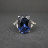 Estate 10K White Gold Sapphire and Diamond Ring Size 7