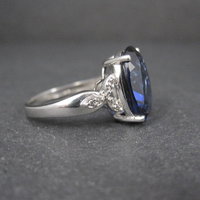 Estate 10K White Gold Sapphire and Diamond Ring Size 7