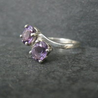 Toi et Moi Amethyst and Sterling Silver Ring Size 6