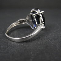 Estate 10K White Gold Sapphire and Diamond Ring Size 7
