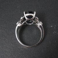 Estate 10K White Gold Sapphire and Diamond Ring Size 7