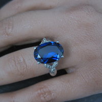 Estate 10K White Gold Sapphire and Diamond Ring Size 7