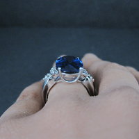 Estate 10K White Gold Sapphire and Diamond Ring Size 7