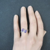 Toi et Moi Amethyst and Sterling Silver Ring Size 6