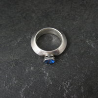 Vintage Carinated Sterling Silver Blue Spinel Ring Size 5.5