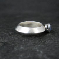 Vintage Carinated Sterling Silver Blue Spinel Ring Size 5.5