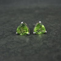 Sterling 2.30 Carat Trillion Cut Peridot Stud Earrings Chuck Clemency
