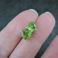 Sterling 2.30 Carat Trillion Cut Peridot Stud Earrings Chuck Clemency