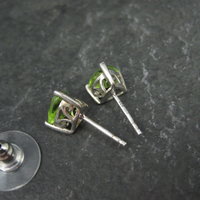 Sterling 2.30 Carat Trillion Cut Peridot Stud Earrings Chuck Clemency