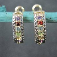 Vermeil Sterling Multi Gemstone Earrings French Backs