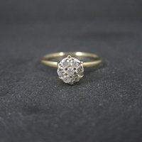 Dainty Vintage 10K High Set Diamond Cluster Ring Size 6
