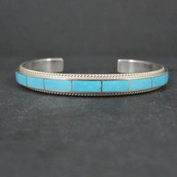 Native American Turquoise Inlay Cuff Bracelet 6 Inches Zuni
