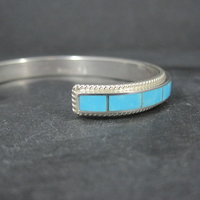 Native American Turquoise Inlay Cuff Bracelet 6 Inches Zuni