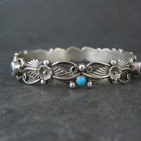 Southwestern Sterling Topaz Turquoise Bangle Bracelet