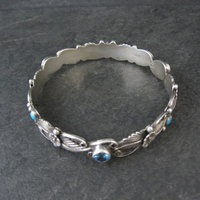 Southwestern Sterling Topaz Turquoise Bangle Bracelet