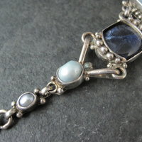 Vintage Sterling Quartz Sodalite Pearl Bracelet Sajen