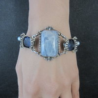 Vintage Sterling Quartz Sodalite Pearl Bracelet Sajen