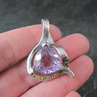 Huge Vintage Sterling Amethyst and Citrine Pendant