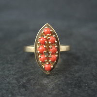Vintage 14K Yellow Gold Coral Ring Size 6.5