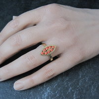 Vintage 14K Yellow Gold Coral Ring Size 6.5