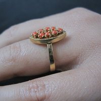 Vintage 14K Yellow Gold Coral Ring Size 6.5