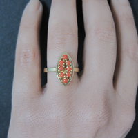 Vintage 14K Yellow Gold Coral Ring Size 6.5
