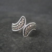 Champagne Diamond Ring Size 5 Sterling Silver Estate Jewelry