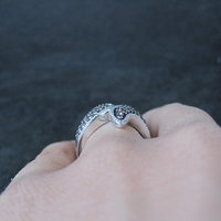 Champagne Diamond Ring Size 5 Sterling Silver Estate Jewelry