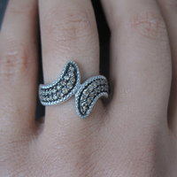 Champagne Diamond Ring Size 5 Sterling Silver Estate Jewelry