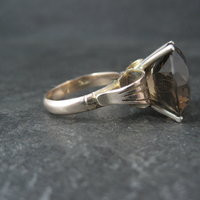 Large Antique Victorian 14K Smoky Quartz Ring Size 7