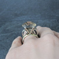 Large Antique Victorian 14K Smoky Quartz Ring Size 7
