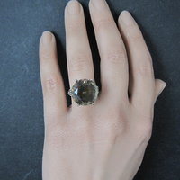 Large Antique Victorian 14K Smoky Quartz Ring Size 7