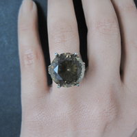 Large Antique Victorian 14K Smoky Quartz Ring Size 7