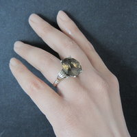 Large Antique Victorian 14K Smoky Quartz Ring Size 7