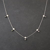 Vintage 14K Peacock Pearl CZ Necklace 17 Inches