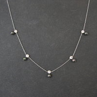Vintage 14K Peacock Pearl CZ Necklace 17 Inches