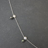 Vintage 14K Peacock Pearl CZ Necklace 17 Inches