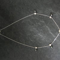 Vintage 14K Peacock Pearl CZ Necklace 17 Inches
