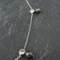 Vintage 14K Peacock Pearl CZ Necklace 17 Inches